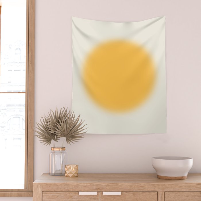 Abstraction_SUN_YELLOW_CIRCLE_BLUR_LOVE_POP_ART_0602A Wall Tapestry Gallery Image 2