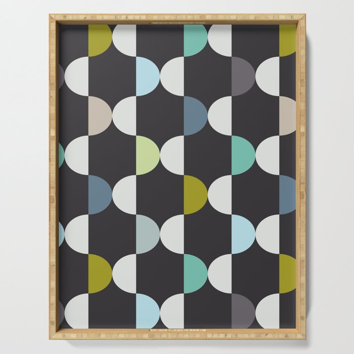 City life facade moonless night Serving Tray Gallery Image 1