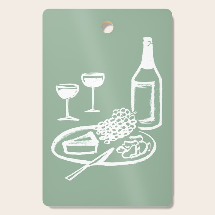 Wine and Cheese Aperitivo - on Pastel Green Cutting Board Gallery Image 1