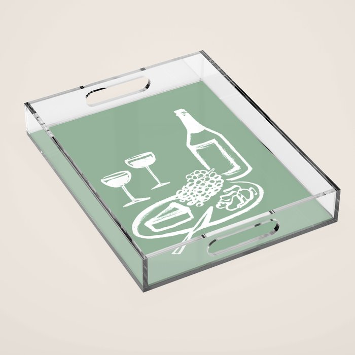 Wine and Cheese Aperitivo - on Pastel Green Acrylic Tray Gallery Image 1