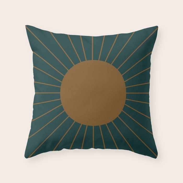 Minimal Sunrays - Teal Throw Pillow Gallery Image 6