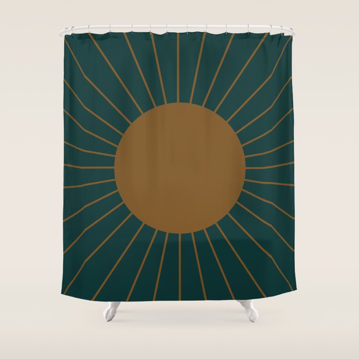 Minimal Sunrays - Teal Shower Curtain Gallery Image 1
