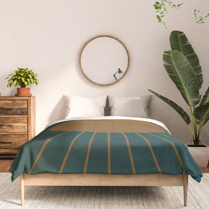 Minimal Sunrays - Teal Comforter Gallery Image 3