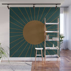 Minimal Sunrays - Teal Wall Mural Gallery Image 1