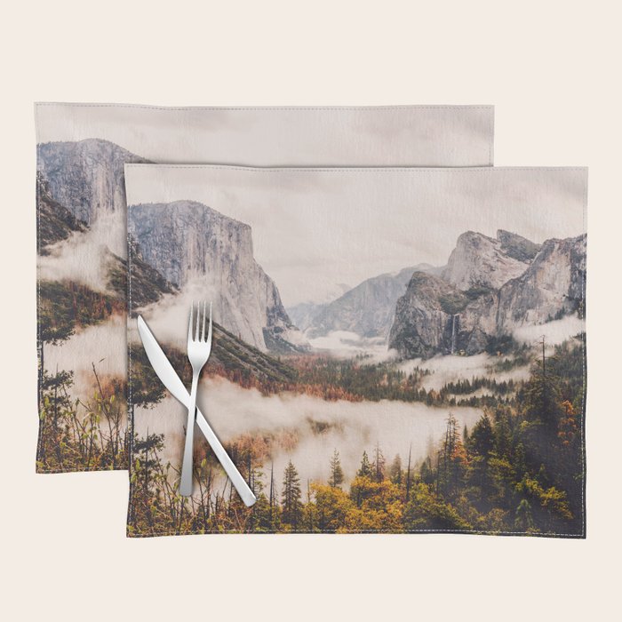 Amazing Yosemite California Forest Waterfall Canyon Placemat Gallery Image 1