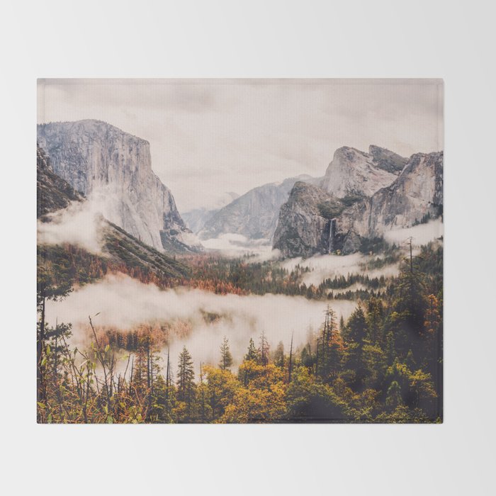 Amazing Yosemite California Forest Waterfall Canyon Throw Blanket Gallery Image 2