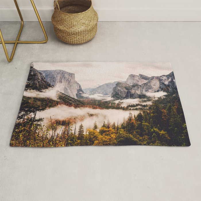 Amazing Yosemite California Forest Waterfall Canyon Rug Gallery Image 1