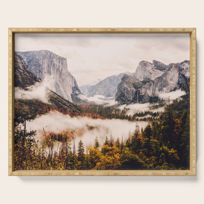 Amazing Yosemite California Forest Waterfall Canyon Serving Tray Gallery Image 1