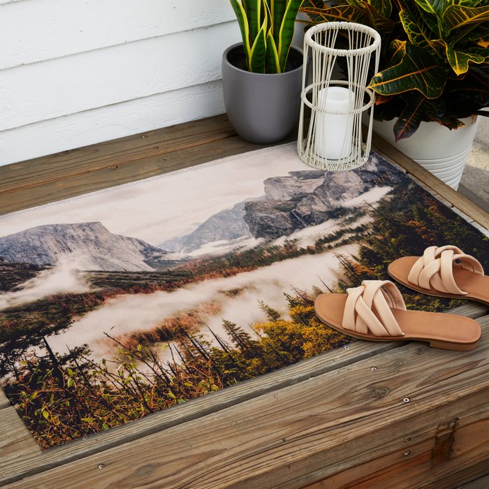 Amazing Yosemite California Forest Waterfall Canyon Outdoor Rug Gallery Image 2