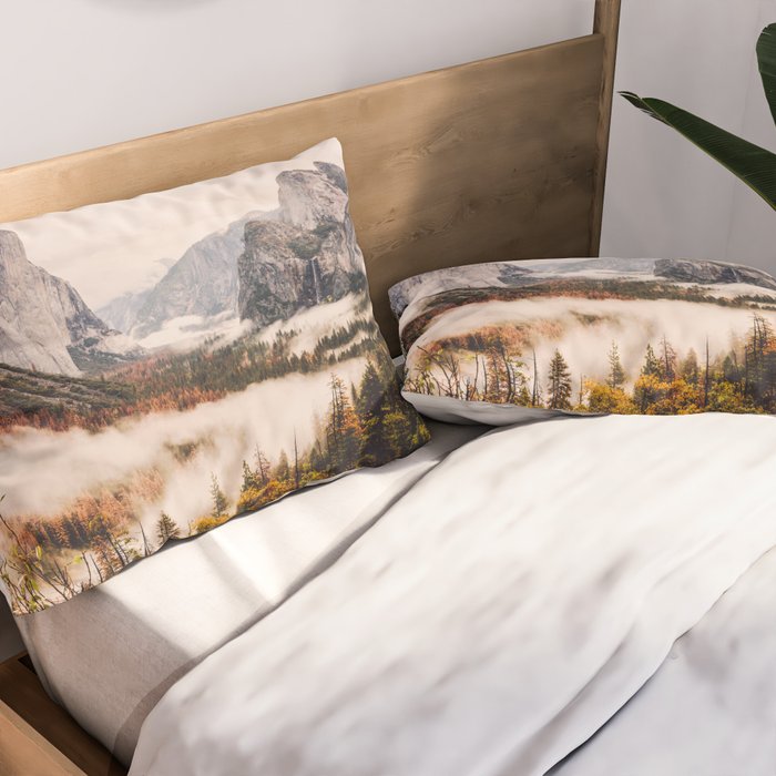 Amazing Yosemite California Forest Waterfall Canyon Pillow Sham Gallery Image 2