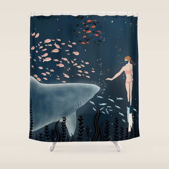 diving with sharks Shower Curtain Gallery Image 1