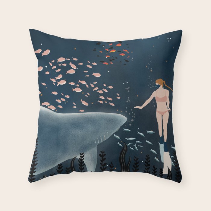 diving with sharks Throw Pillow Gallery Image 6