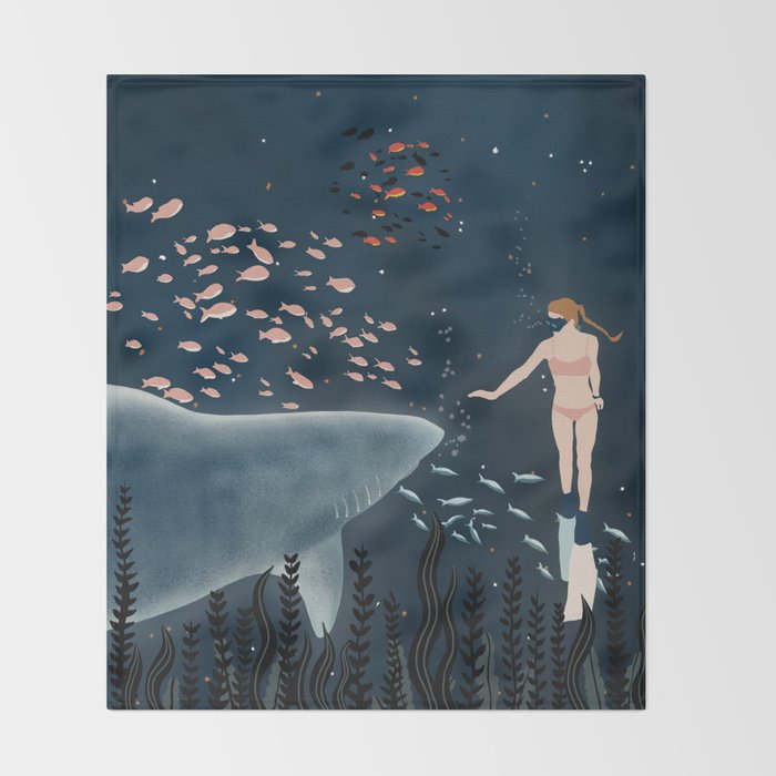 diving with sharks Throw Blanket Gallery Image 2