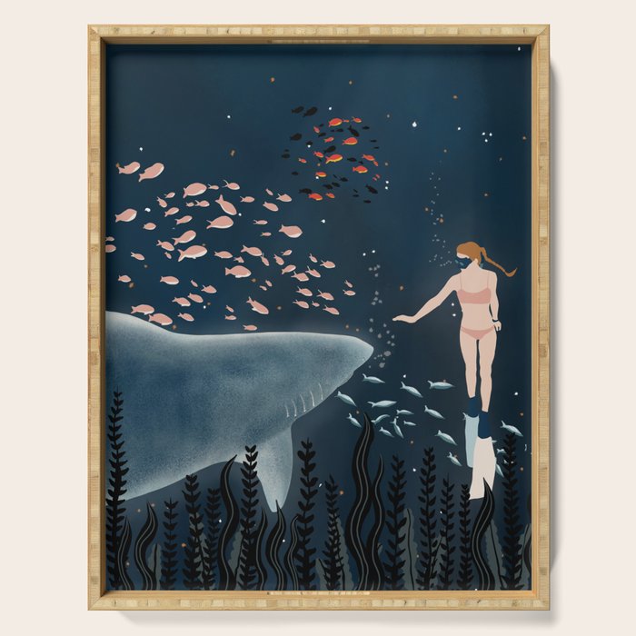 diving with sharks Serving Tray Gallery Image 1
