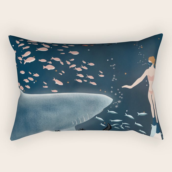 diving with sharks Rectangular Pillow Gallery Image 1