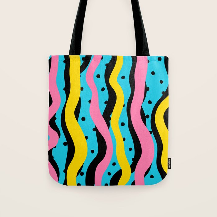 Colorful retro neon stripe art pattern Tote Bag Gallery Image 1