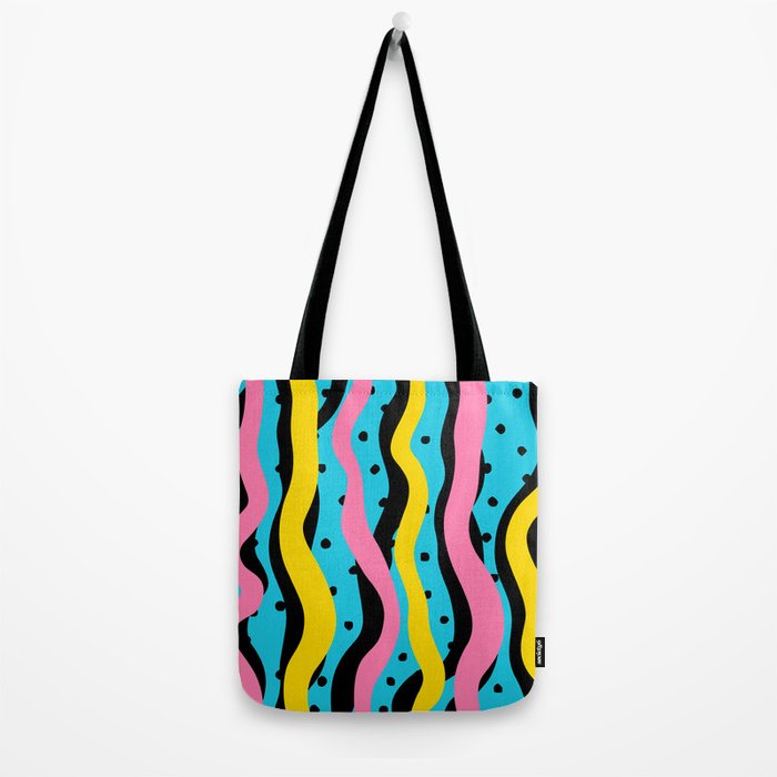Colorful retro neon stripe art pattern Tote Bag Gallery Image 2