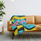 Colorful retro neon stripe art pattern Throw Blanket Gallery Image 1