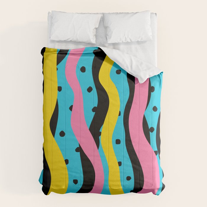 Colorful retro neon stripe art pattern Comforter Gallery Image 6
