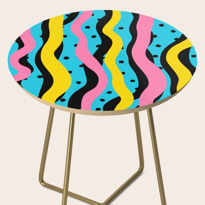 Colorful retro neon stripe art pattern Side Table Gallery Image 2