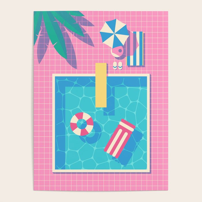 Retro 80s Swimming Pool Poster Gallery Image 4