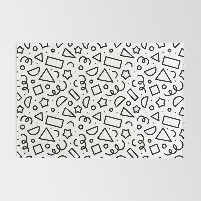 Fun black and white doodle shape  pattern Rug Gallery Image 2