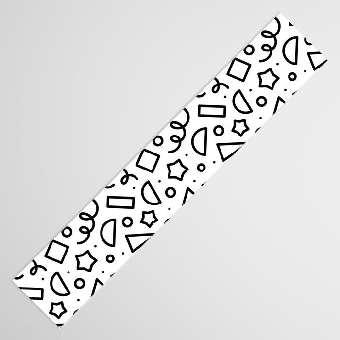 Fun black and white doodle shape  pattern Table Runner Gallery Image 3