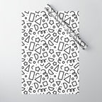 Fun black and white doodle shape  pattern Wrapping Paper Gallery Image 1