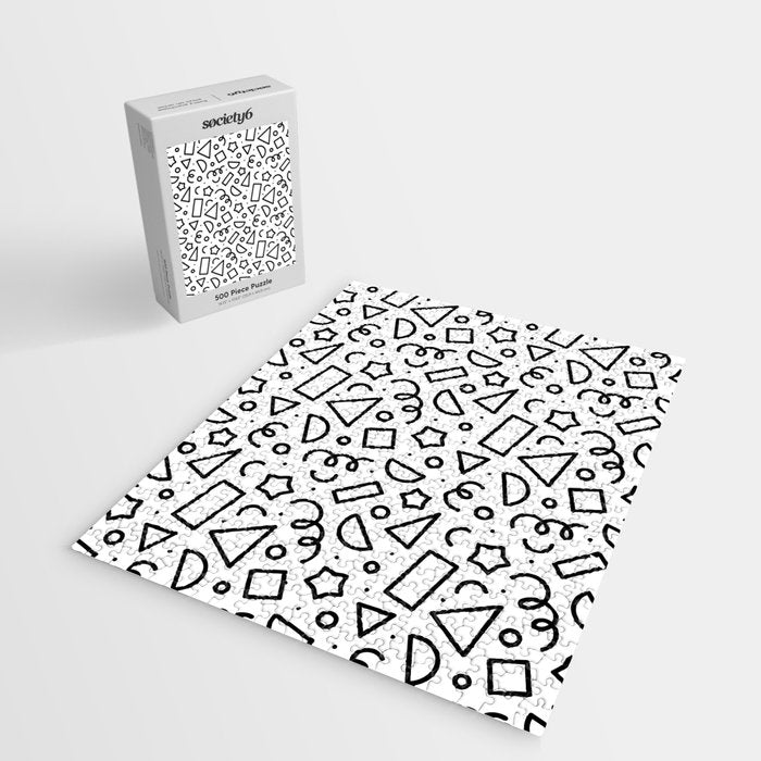 Fun black and white doodle shape  pattern Jigsaw Puzzle Gallery Image 2