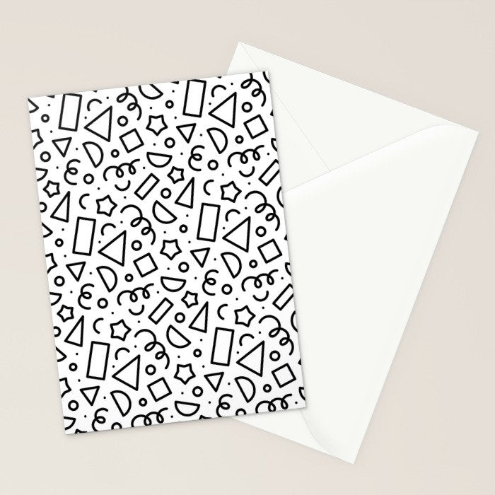 Fun black and white doodle shape  pattern Stationery Card Gallery Image 2