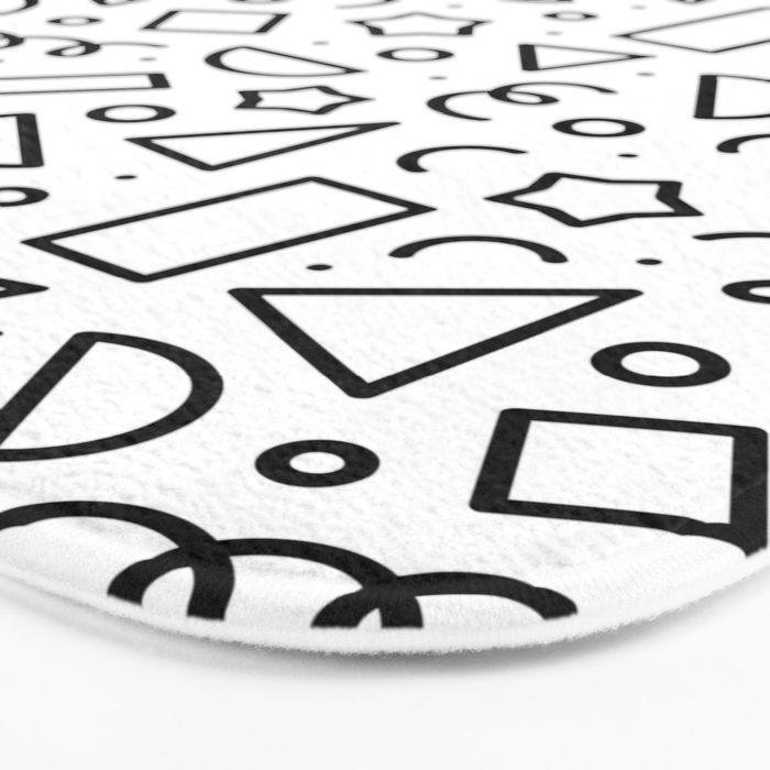 Fun black and white doodle shape  pattern Bath Mat Gallery Image 3