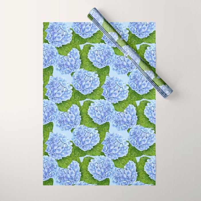 Blue hydrangea watercolor  Wrapping Paper Gallery Image 1