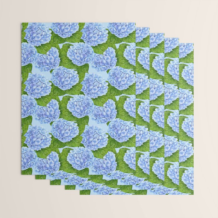 Blue hydrangea watercolor  Wrapping Paper Gallery Image 3