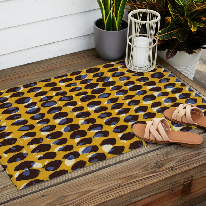 Pure Strokes #1 / Yellow & Blue Pattern Outdoor Rug Gallery Image 2