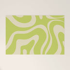 Modern Retro Liquid Swirl Abstract Pattern Vertical Light Lime Linden Green and Beige Welcome Mat Gallery Image 1