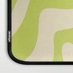 Modern Retro Liquid Swirl Abstract Pattern Vertical Light Lime Linden Green and Beige Laptop Sleeve Gallery Image 3