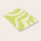 Modern Retro Liquid Swirl Abstract Pattern Vertical Light Lime Linden Green and Beige Notebook Gallery Image 3