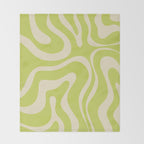 Modern Retro Liquid Swirl Abstract Pattern Vertical Light Lime Linden Green and Beige Throw Blanket Gallery Image 2