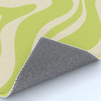 Modern Retro Liquid Swirl Abstract Pattern Vertical Light Lime Linden Green and Beige Rug Gallery Image 4