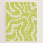 Modern Retro Liquid Swirl Abstract Pattern Vertical Light Lime Linden Green and Beige Jigsaw Puzzle Gallery Image 1