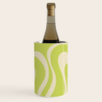 Modern Retro Liquid Swirl Abstract Pattern Vertical Light Lime Linden Green and Beige Wine Chiller Gallery Image 3