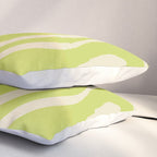 Modern Retro Liquid Swirl Abstract Pattern Vertical Light Lime Linden Green and Beige Pillow Sham Gallery Image 3