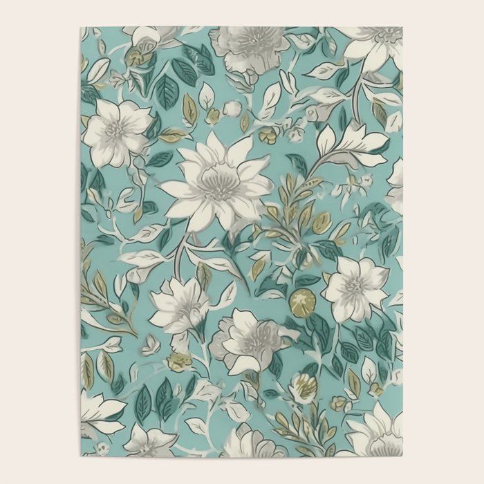 Elegant Vintage Floral Pattern Poster Gallery Image 1