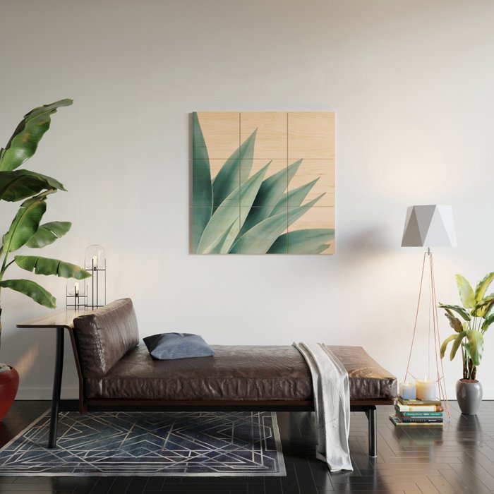 Agave flare II - peach Wood Wall Art Gallery Image 2