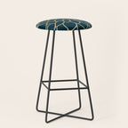 Festive, Floral Prints, Line Art, Dark Teal and Gold Stool Gallery Image 1