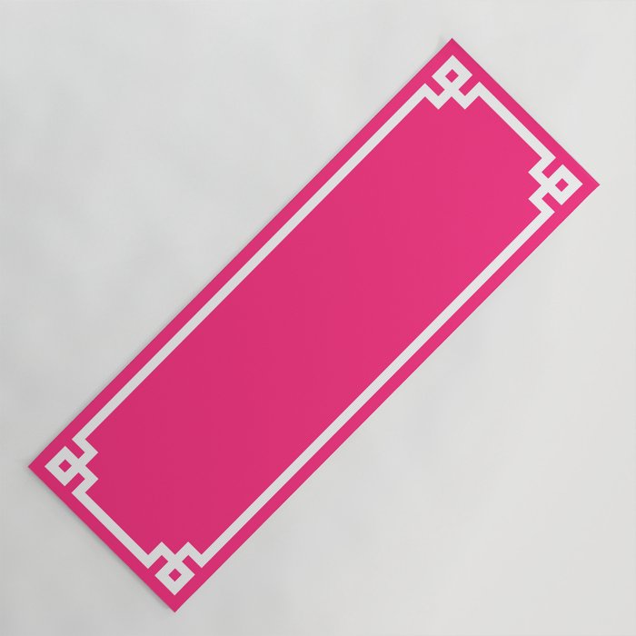 Light Hot Pink and White Greek Key Yoga Mat Gallery Image 1