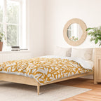 Folk Art Bunnies - Ochre and white Duvet Cover Gallery Image 2