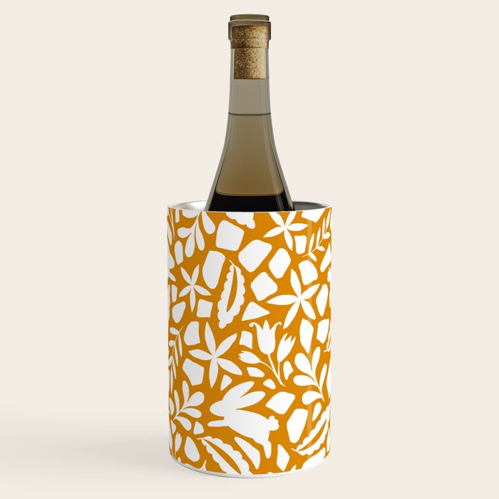 Folk Art Bunnies - Ochre and white Wine Chiller Gallery Image 2