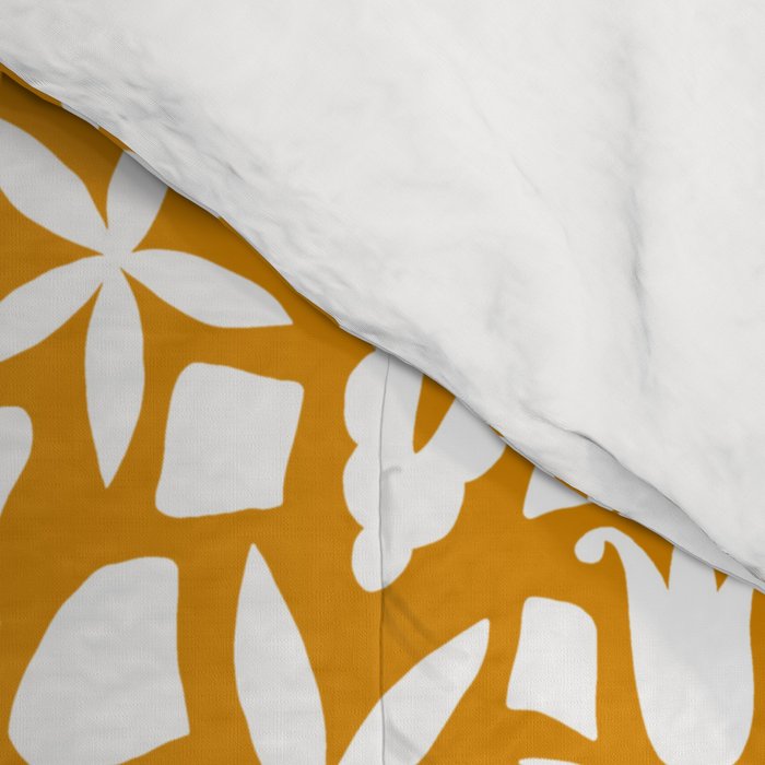 Folk Art Bunnies - Ochre and white Comforter Gallery Image 4
