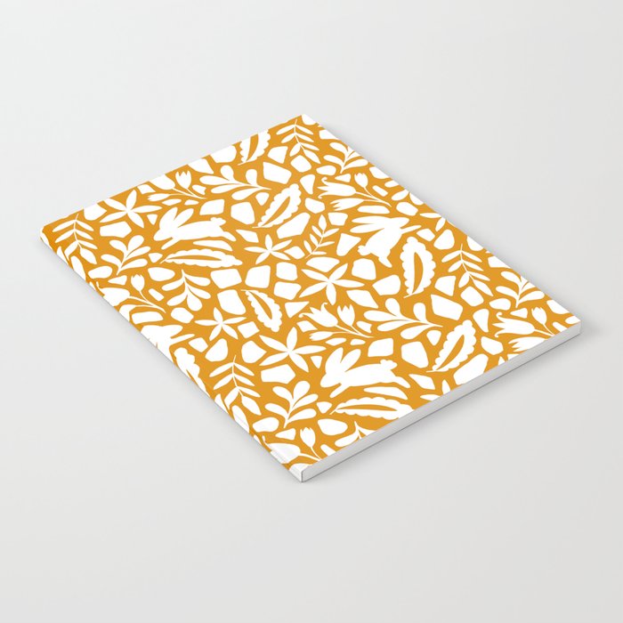 Folk Art Bunnies - Ochre and white Notebook Gallery Image 1